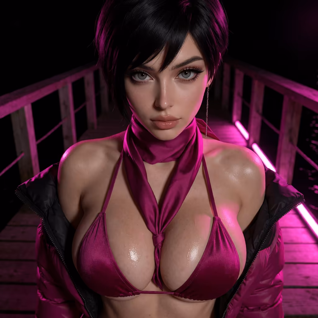 nami nude ai — a character portrait shot in a pier setting